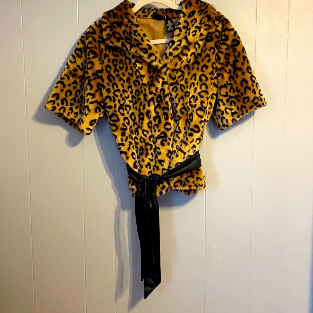 Faux Fur Leopard Print Jacket